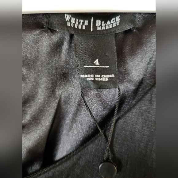 White House Black Market Black Women's Taffeta Cap Sleeves Dress Size 4 - Picture 2 of 11